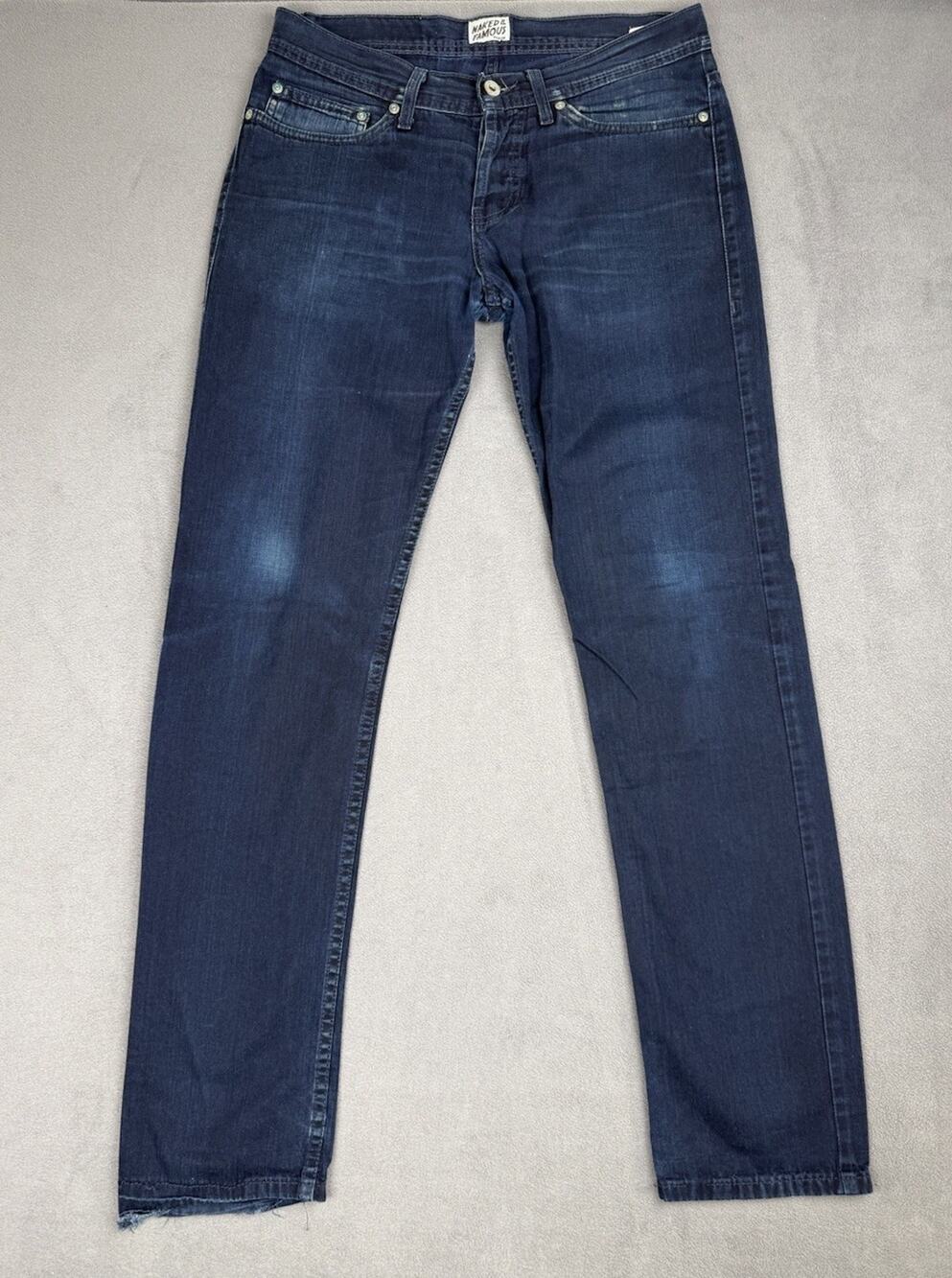 Naked & Famous Weird Guy Jeans Mens 32 Indigo 8oz Raw Japanese Denim Tapered Fit